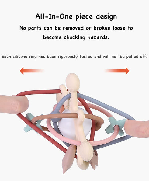 PandaEar Baby Sensory Toys 3 4 5 6 Months, Silicone Montessori Toys, Baby Teething Toy, Infant Rattle Teether Chew Toy Teething Ball Developmental...