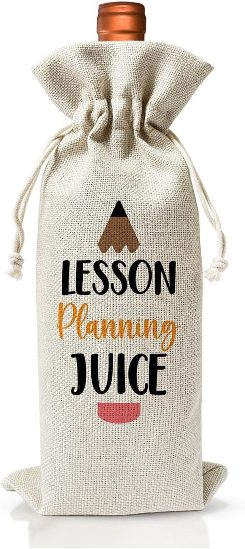 Teachers Gift Wine Bag, Farewell Graduation Party Decor Gift, Thank You Gift Bag For Women Man Her From Student Grad, Linen Wine Bag, Teachers App...