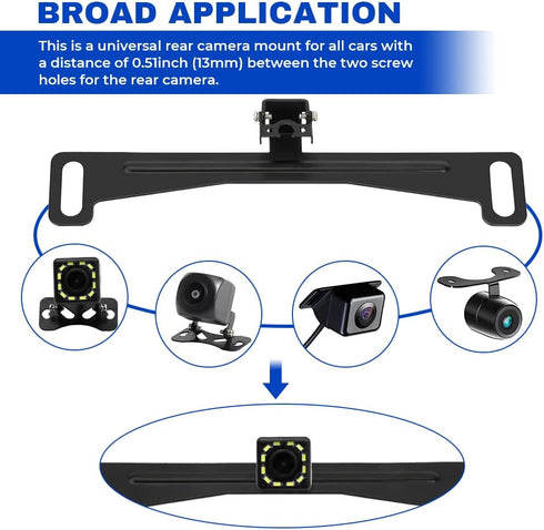 Backup Camera License Plate Bracket, Alpha Rider Universal Car Dash Cam Mirror Camera Kit, Rear Reverse License Plate Camera Mount Kit, Rear View ...