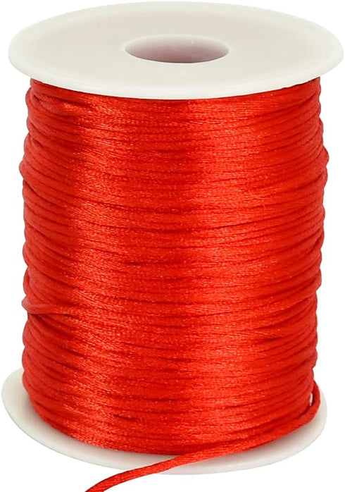 TONIFUL 2mm x 110 Yards Red Nylon Cord Satin String for Bracelet Jewelry Making Rattail Macrame Trim Cord Necklace Bulk Beading Thread Kumihimo Ch...