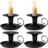 Retro Iron Taper Candle Holder Set of 4, Black Candlestick Holders Candlelight Stand with Handle Simple Ring Candle Stick Holder for Wedding Dinni...