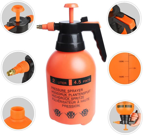 Garden Pump Sprayer 0.5Gallon/68oz Hand-held Lawn Pressure Spray Bottle with Adjustable Nozzle for Spraying Weeds/Watering/Home Cleaning/Car Washi...