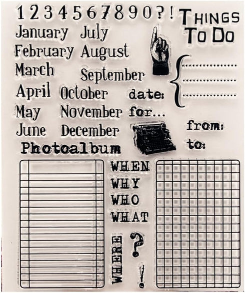 Things to Do Clear Stamps for Card Making Calendar Month Transparent Silicone Stamp DIY Scrapbooking Supplies Embossing Paper Card Album...