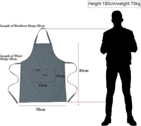 LessMo Bib Apron, Canvas Cotton Cooking Aprons 100% Cotton...
