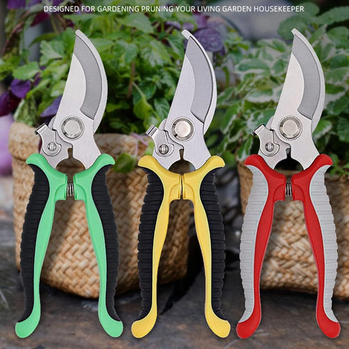 Leize Garden Pruning Shears, Premium Multi-Function Antiskid Stainless Steel Floral Shears, Thickened Pruner for Flowers, Branches and Leaves (Red...