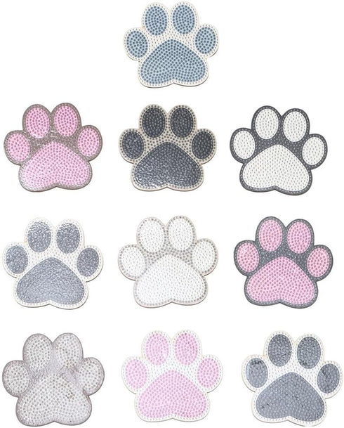 Uniquer 10 Pcs Dog Paw Shaped Diamond Art Painting Coasters Kits with Holder, DIY Paw Coasters Diamond Art Non-Slip Coaster for Beginners Adults C...