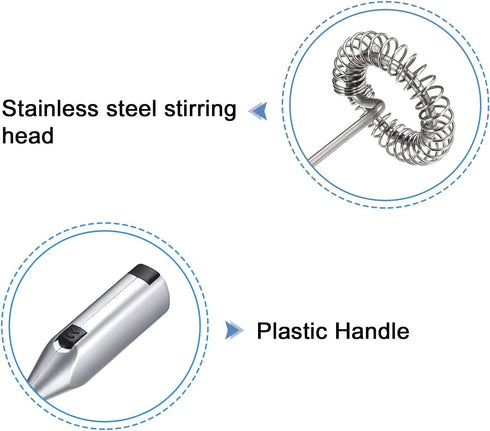 MECCANIXITY Electric Tumbler Stirrer, Handheld Mini Mixer Battery Operated Stirring Mixing Silver for DIY Glitter Tumbler Cup, Pack of 2...