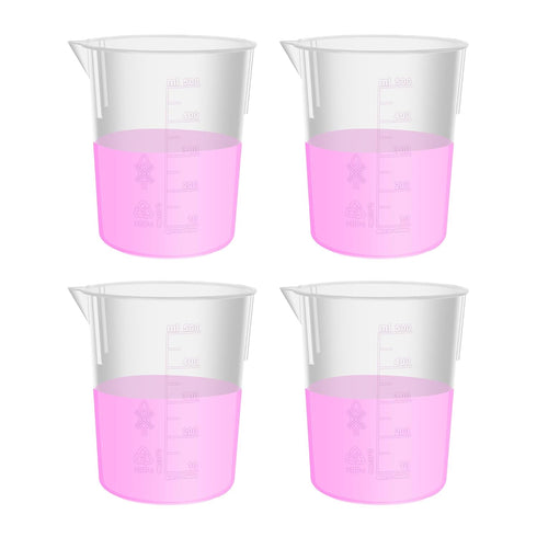 4pcs of Stackable Plastic Beakers, Vol.500ml, PP Material, with Molded Graduation, LVB004...