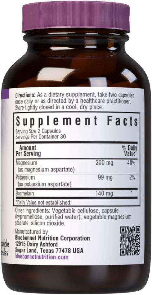 Bluebonnet Magnesium Potassium Supplement & Bromelain for Muscle Health Support - Daily Magnesium Complex for Women & Men - Non-GMO, Vegan, Gluten...