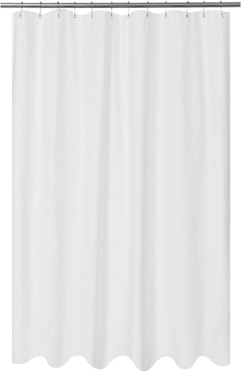 Mrs Awesome Embossed Microfiber Extra Long Shower Curtain Liner 71 x 84 inches, Soft Fabric Shower Curtain Washable and Water Repellent,71x84, Whi...