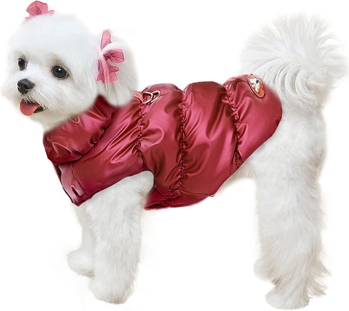 Winter Warm Dog Jacket for Small Medium Dogs Cat Cold Weather Coats with Harness Paded Dog Fleece Vest Waterproof Windproof Dog Snow Jacket Pet Pu...