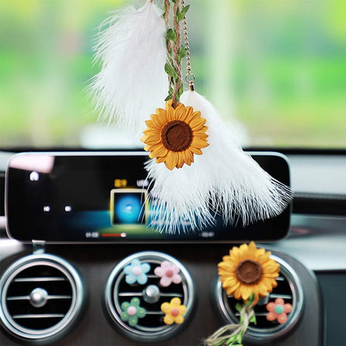 YGMONER Sunflower Car Interior Rear View Mirror Hanging Accessories Car Decor for Women...
