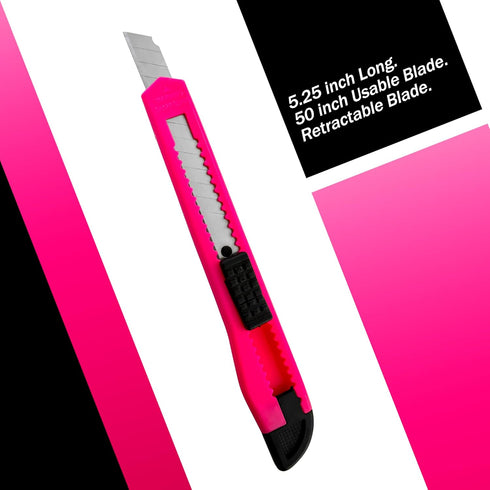 5 Bulk Small Neon Pink Utility Knife Box Cutters Snap Off Blade (9MM)...