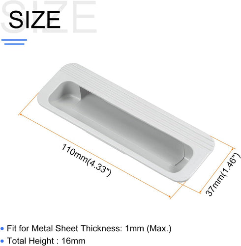Recessed Flush Pull Handle (110x37x16mm) 2Pcs, Plastic Rectangular Inset Hidden Handles - for Home Cupboard Door Drawer, Gray...