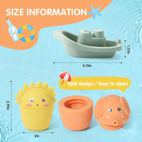 Baby Bath Toys , 11-Piece Water Table Toys with Floating Boats for Toddlers 1-3, Bathtub Pool Baby Toys 6-12 Months, Dishwasher Safe Infant Toys B...