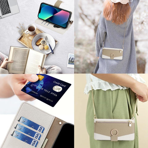 Asuwish Phone Case for iPhone 13 6.1 inch Wallet Cover with Screen Protector and Mirror Flip Cover Ring Card Holder Crossbody Strap Stand Cell iPh...