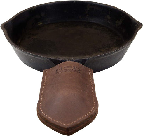 Hide & Drink, Cast Iron Hot Handle Cover (Small), Skillet Panhandle Grips, Frying Pan, Heat Protection, Kitchen Essentials, Full Grain Leather, Ha...