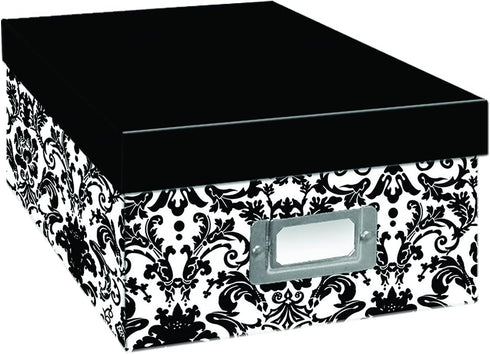 Heavy-Duty Photo/Video Storage Box, Damask Design...