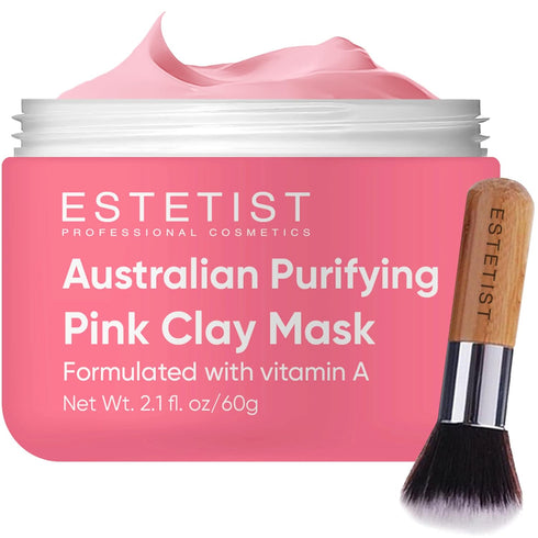 Purifying Pink Face Mask With Australian Pink Clay Blackhead Remover Quality Pore Cleanser Evens Skin Tone Acne Spot Treatment Natural Pore-Reduci...