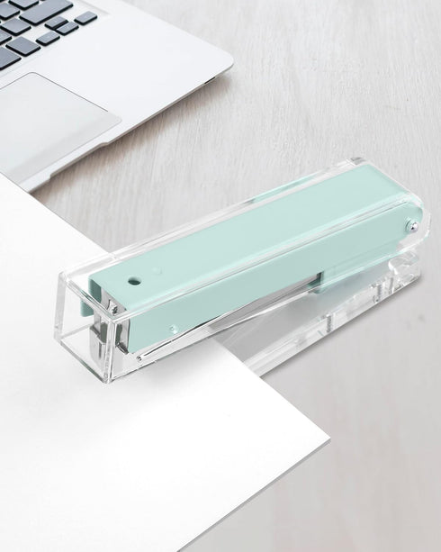Clear Acrylic Stapler, Desktop Stapler, Office Stapler, Elegant Modern Desk Accessory for The Desk at Home, Office, or School?Macaron Green?...