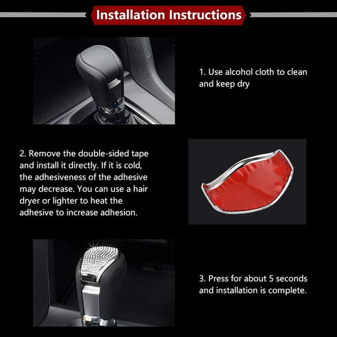 LECART Gear Shift Knob Cover Trim Bling Car Interior Decoration Accessories Crystal Auto Decors Compatible for Honda Civic EX EX-T LX Coup EX-T LX...