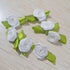 Mini Ribbon Roses, 100Pcs Artificial Fabric Flowers with Green Leaves White Rosettes Mini Ribbon Roses for Crafts Sewing DIY Craft Decoration Wedd...