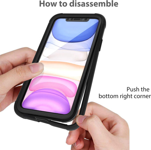 seacosmo iPhone 11 Case, Full Body Shockproof Cover with Built-in Screen Protector, Scratch Resistant/Touch Sensitive/Dust Proof, Slim Fit Bumper ...