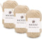 NICEEC 3 Skeins Kraft Paper Yarn Raffia Yarn Soft Craft Ribbon Yarn Polyester Yarn for Crocheting DIY Weaving-Total Length 145m×3(158yds×3, 50g×3)...
