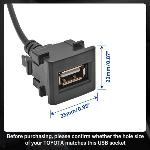 Anina USB Port Car Charger for Toyota, Male to Female USB Power Socket Adapter, Panel Flush Mount Extension Cable for Tundra Land cruiser Prado RA...