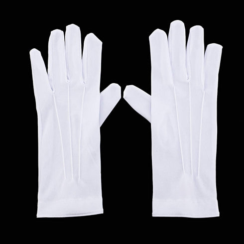 Shappy 2 Pairs White Cotton Gloves Men Costume Stitched Uniform Gloves for Wedding Formal Tuxedo Party Jewelry Inspection (Nylon 10 Inch)...