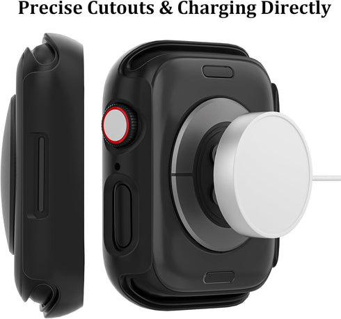 2 Pack Waterproof Case for Apple Watch 44mm SE (2nd Gen) Series 6 5 4 with Tempered Glass Screen Protector, Full Protective Hard PC Bumper Case Fa...