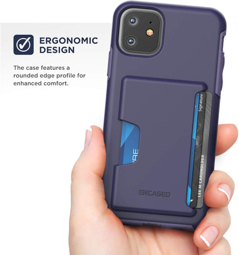 ENCASED iPhone 11 Wallet Case (2019) Ultra Durable Cover with Card Holder Slot (4 Credit Cards Capacity) Purple...