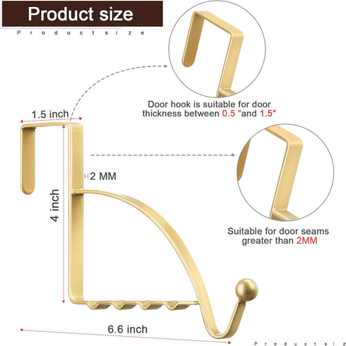 Hotop 2 Pcs Over The Door Hooks Over Door Hanger Sturdy Valet Hooks Mounted Hanging Storage Organizer Rack for Clothes Coats Towels Hats Scarves P...