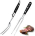 CHENGU 2 Pieces Carving Fork for Meat 12 Inch Kitchen Stainless Steel Serving Cooking with Wood Handle Classic Grill with ABS Handle Xmas Black Ba...