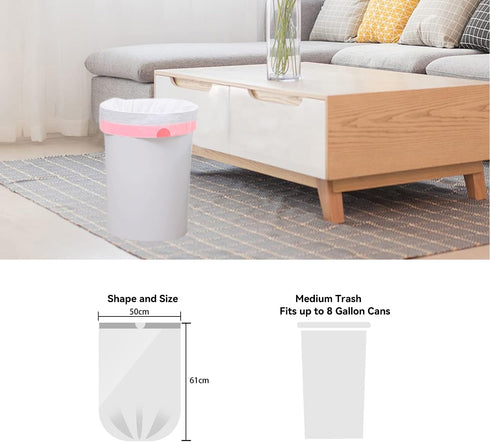 5 Gallon Trash Bags Drawstring, Pack of 42, Small Garbage Bags, 1.32Mil Thickness, 50x61cm, 8g/pcs, Unscented, White...