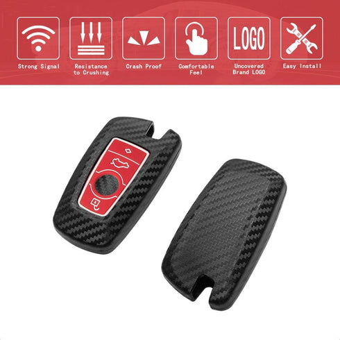 TANGSEN Smart Key Fob Case Cover Compatible with BMW 1 3 4 5 6 7 Series GT3 GT5 M5 M6 X3 X4 3 4 Button Keyless Entry Remote 3D Twill Weave Carbon ...