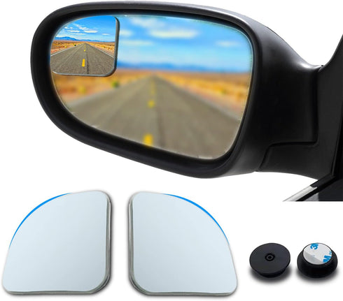 Car Blind Spot Mirror, 2PCS HD Convex Glass Angle Adjustable for Side Rearview Mirrors, Fan Shaped Frameless Rotatable Wide Angle Blind Spot Mirro...