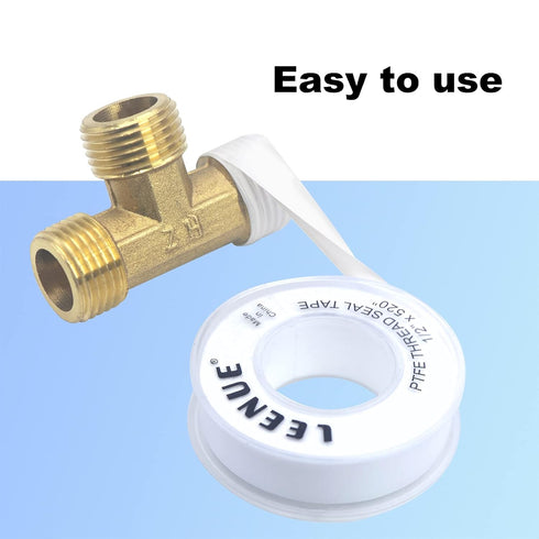 PTFE Plumbers Tape, 1/2 Inch(W) X 520 Inches(L) Teflon Tape 4 Mil Thickness to Prevent Leakage of Pipes, Plumbing Tape Thread Seal Tape for Shower...
