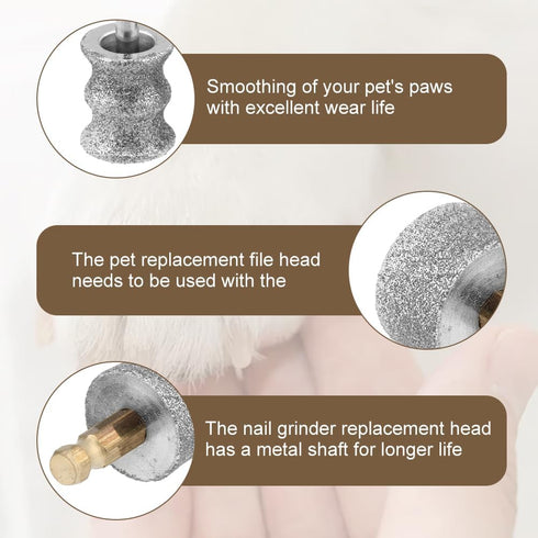 3Pcs Dog Nail Grinder, Diamond Tip Drill Bit Replacement Heads Rotary Nail Grinder Bits for Small & Large Dogs, Pet Nail Trimmers Dog Grooming Too...