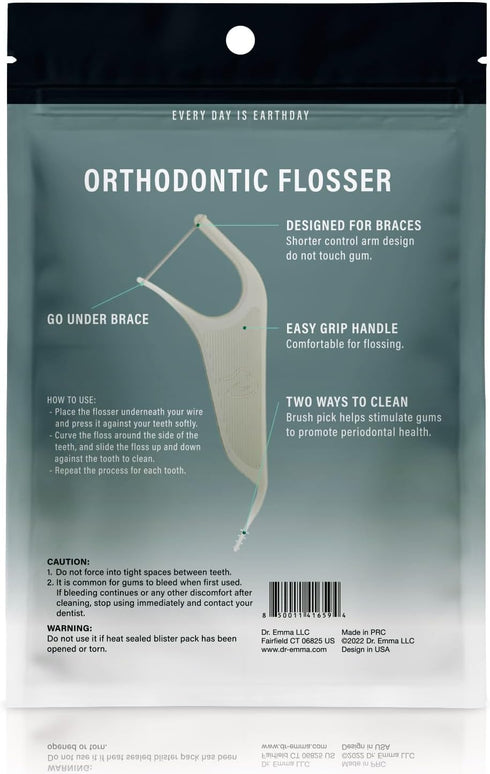 Orthodontic Flossers for Braces, Ortho Dental Floss Picks, Mint Flavor 60 Count/Bag, Gray, 1 Pack...