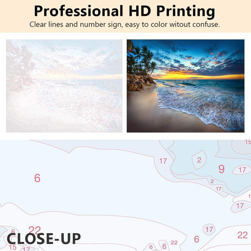 TUMOVO Adult Paint by Number - Caribbean Beach Paint by Numbers for Adults Beginner Seaside Cloudscape Paint by Numbers Kit with 3 Size Brushes an...
