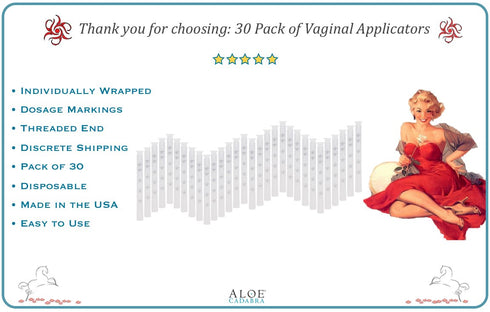 Aloe Cadabra Extra Disposable Vaginal Applicators, Individually Wrapped with Dosage Markings (30 Pack)...