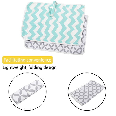 Portable Changing Pad, 2 Pack Baby Waterproof Diaper Changing Pad Reusable and Washable Newborn Travel Mat Station for Home Travel Outside...