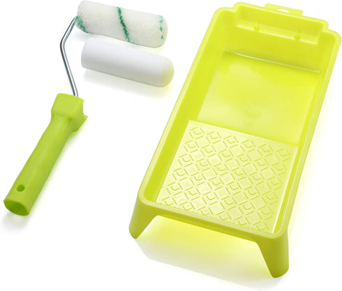 Foam Paint Roller Tray Set,4-Inch Mini Roller Cover Refills with Frame, Paint Tray, Liners, High-Density Foam Small Roller Naps, Bathtub Refinishi...