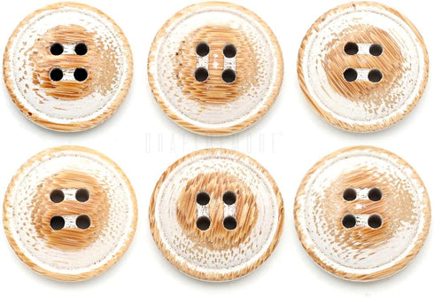 CRAFTMEMORE Wood Buttons 4 Holes White Painted Wooden Button for Sewing DIY Crafts B46 (15mm, 12pcs)...