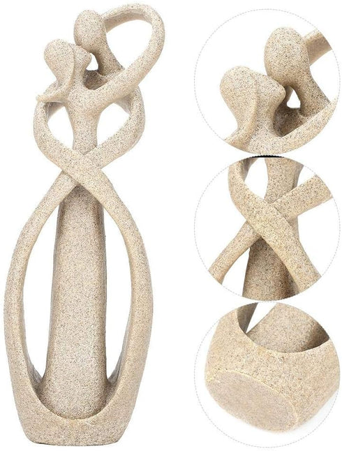 Eujgoov Sandstone Resin Lover Figurine Handmade Sandstone Abstract Art Kiss Couple Statue Sandstone Crafts Valentine's Gift Home Wedding Decor...
