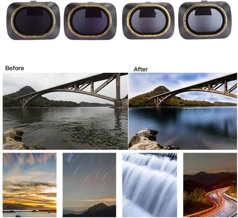 Lens Filter Kit, Optical Glass ND4/8/16/32 Lens Filter Set Sturdy Neutral Density Lens Filter Accessory for Mavic Mini......