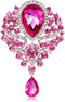 Women's Crystal Silver-Tone Bouquet Flower Teardrop Large Gorgeous Bouquet Brooch Pin (pink)...