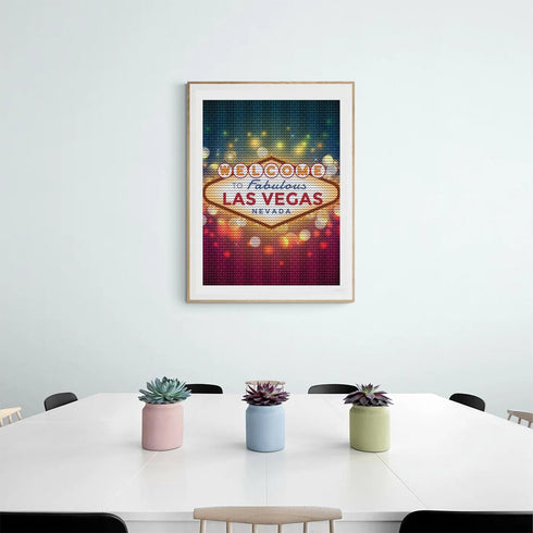 YEEIFFD Welcome Las Vegas Diamond 5D Painting Full Round Drill Art Picture DIY Home Wall Decor for Beginners Adults 12 x 16 inch...