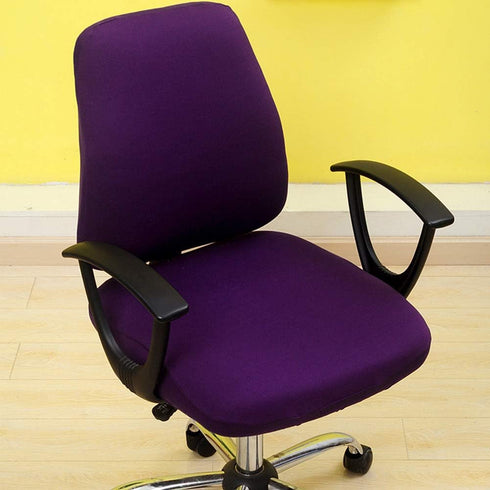 Computer Office Chair Cover, Split Protective & Stretchable Rotating Armchair Slipcover, Washable Dining Chairs Covers (Purple)...